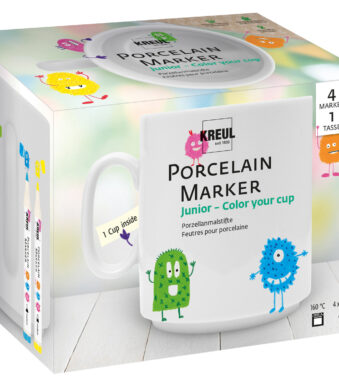 KREUL porseleinmarker medium 'Junior', Set Color your cup