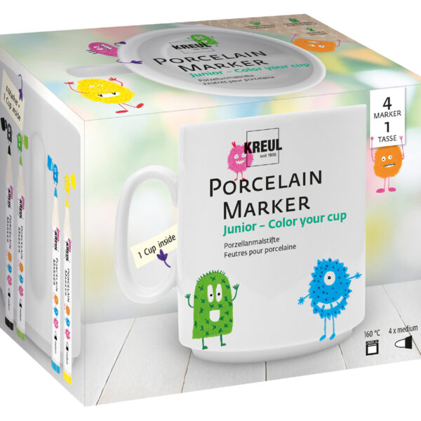 KREUL porseleinmarker medium 'Junior', Set Color your cup