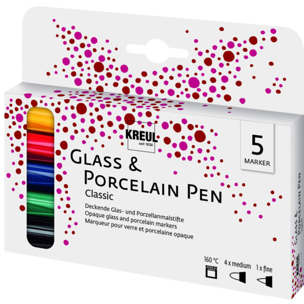 KREUL Glas en Porselein Pen Classic, set van 5