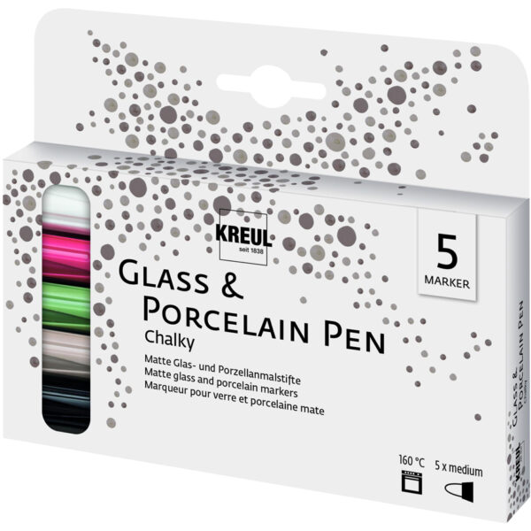 KREUL Glas en Porselein Pen Chalky, set van 5
