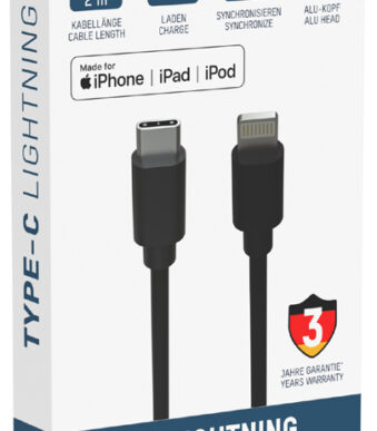 ANSMANN data- en laadkabel, USB-C - Lightning stekker, 2,0 m, zwart