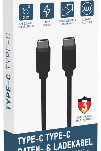 ANSMANN data- en laadkabel, USB-C - USB-C stekker, 2,0 m, zwart