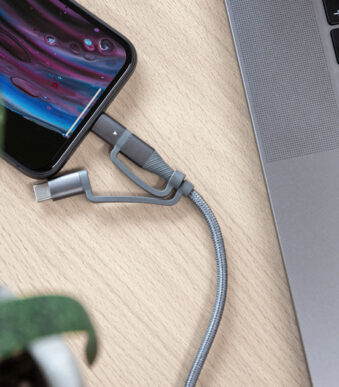 ANSMANN 3in1 data- en laadkabel, Lightning/USB-C/Micro-USB