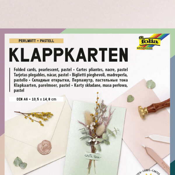 folia set vouwkaarten, 105 x 150 mm, parelmoer pastel
