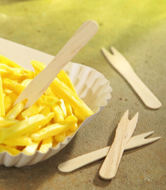 PAPSTAR patat vorkjes ´pure´, lengte: 85 mm, van hout