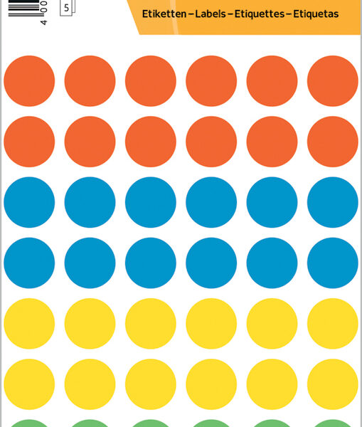 HERMA markeringsetiketten, rond 13 mm, kleuren assorti, permanent, handschrift