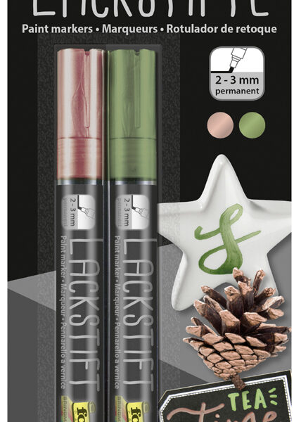 folia Lakmarker, lijndikte: 2-3 mm, rose & groen