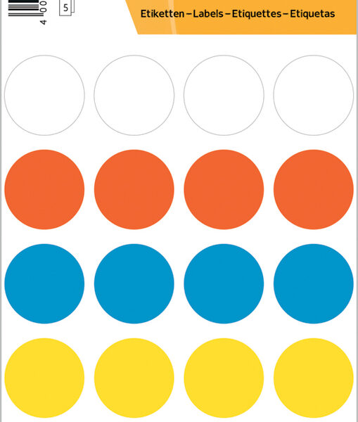 HERMA markeringsetiketten, rond 19 mm, assorti, permanent, handschrift