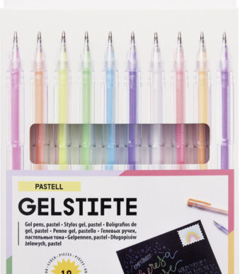 folia gelpen PASTEL, 1 mm, kleuren assorti, 10 stuks in etui