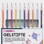 folia gelpen GLITTER, 1 mm, kleuren assorti, 10 stuks in etui
