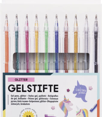 folia gelpen GLITTER, 1 mm, kleuren assorti, 10 stuks in etui