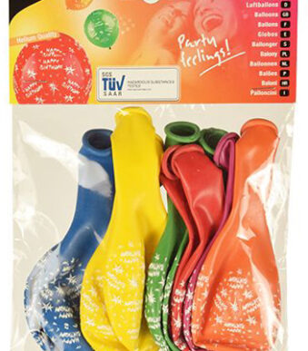 PAPSTAR luchtballonnen 'Happy Birthday', kleuren assorti