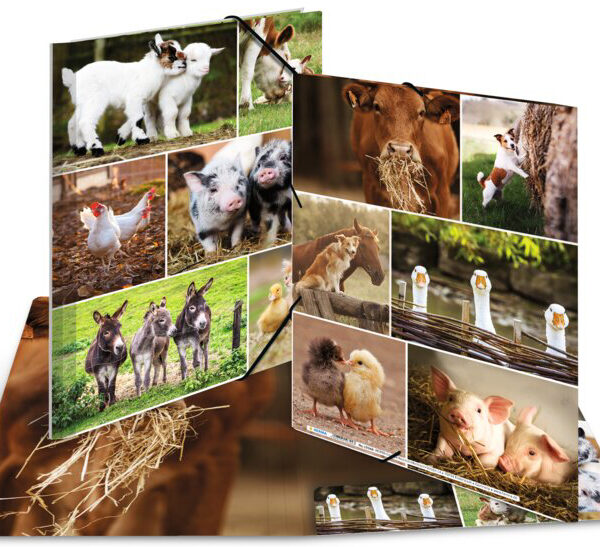 HERMA hoekspanmap 'Boerderijdieren', karton, DIN A4