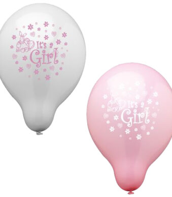 PAPSTAR luchtballonnen 'It's a Girl', roze/wit assorti