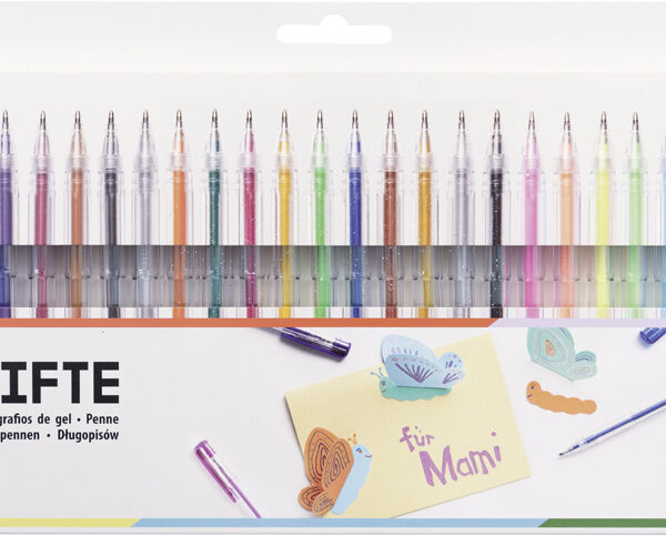 folia gelpen MEGA SELECTION, 1 mm, kleuren assorti, 30 stuks in etui