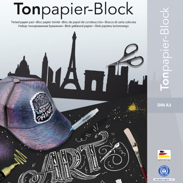 folia gekleurd-papier blok, DIN A3, 130 g/m2, zwart