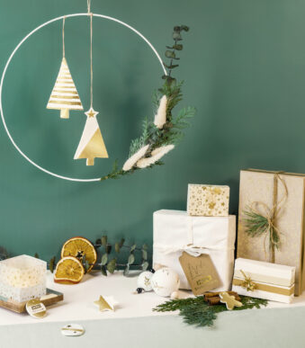 HEYDA deco-tape Mini 'Bomen', goud / naturel