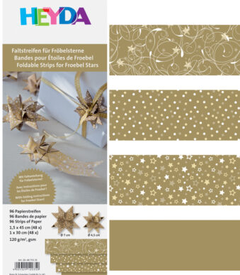 HEYDA papieren vouwstroken voor mini-freubelsterren, goud