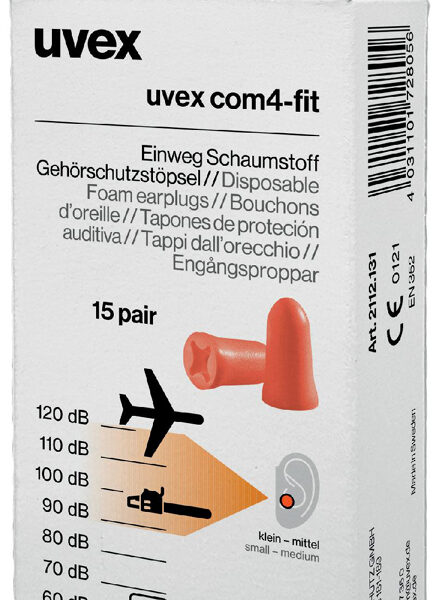 uvex eenmalige oordopjes com4-fit, oranje, grootte S, 15 paar