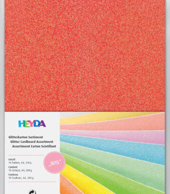 HEYDA glitterkarton assortiment 'Iris', A4, 200 g/m2, 10 vel