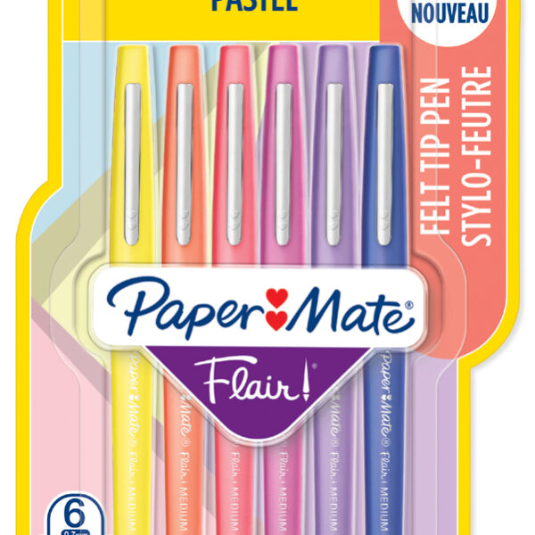 Paper:Mate fineliner Flair PASTEL, 6 stuks op blister, 1,0mm