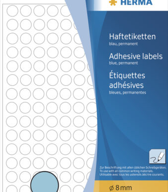 HERMA markeringspunten, rond 8 mm, blauw, permanent, handschrift