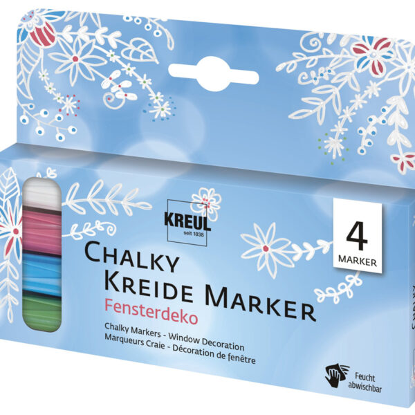 KREUL krijtmarker Chalky, medium, 4 in set, raamdeco