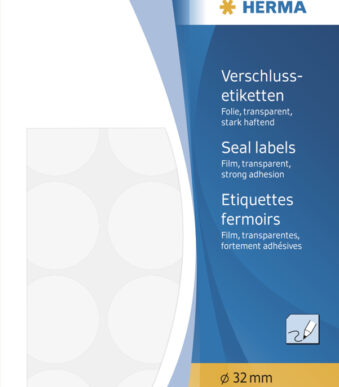 HERMA sluitetiketten/folie-etiketten rond, diameter 32 mm, transparant, rond handschrift