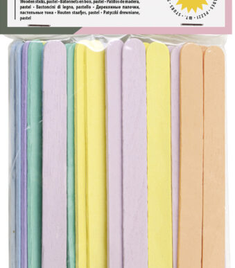 folia houten stokjes 'Pastel', lengte: 114 mm, pastelkleuren