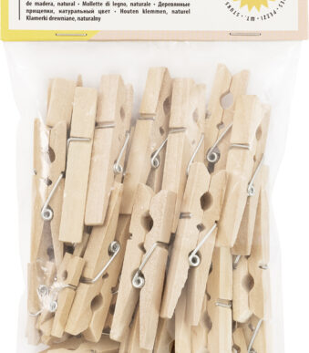 folia houten wasknijpers, naturel, 3 groottes assorti