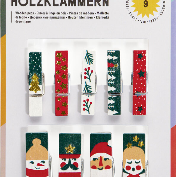 folia houten knijpers met opdruk 'XMas II'