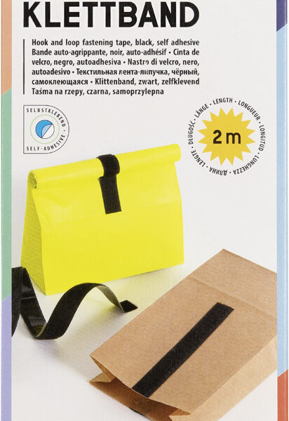 folia klittenband, 20 mm x 2 m, zelfklevend, zwart