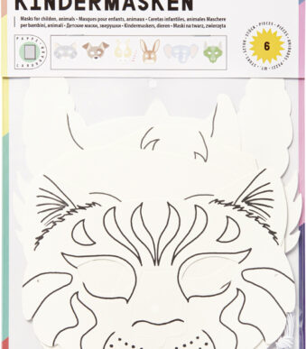 folia kindermasker 'Dieren', van karton, 6 motieven assorti