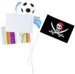 folia papieren vlaggetjes, DIN A5, lengte stokje: 400 mm, wit