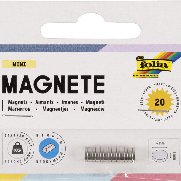 folia Mini-Neodym-magneet, diameter: 6 mm x (H)1 mm, zilver