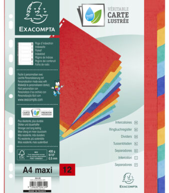 EXACOMPTA kartonnen tabbladen, DIN A4+, 12-delig