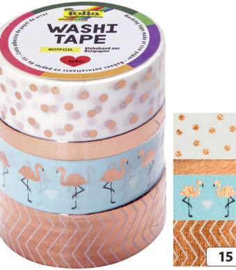 folia deco plakband Washi-Tape HOTFOIL ROSEGOUD, set van 4