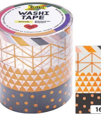 folia deco plakband Washi-Tape HOTFOIL KOPER, set van 4