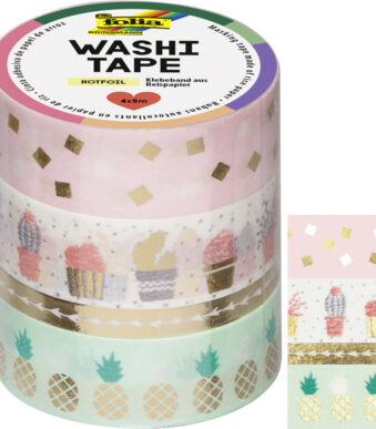 folia deco plakband Washi-Tape HOTFOIL GOUD, set van 4