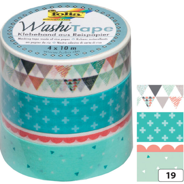 folia deco plakband Washi-Tape PASTEL, set van 4