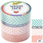 folia deco plakband Washi-Tape GEOMETRISCH, set van 4