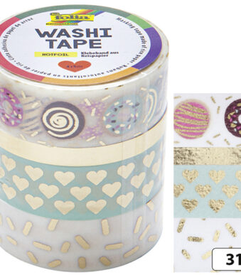 folia deco plakband Washi-Tape Hotfoil Goud II, set van 4