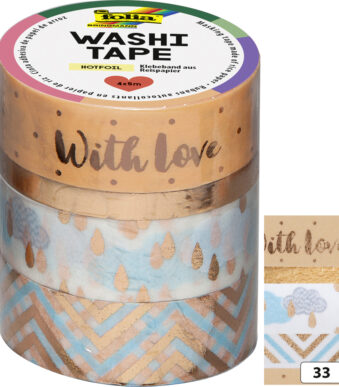folia deco plakband Washi-Tape Hotfoil Rosegoud II, set van 4