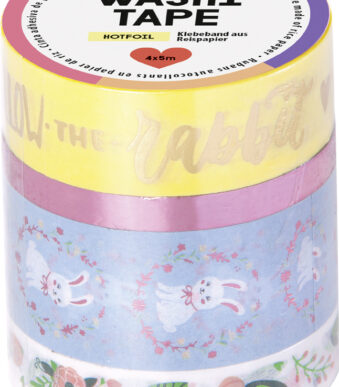 folia Deko-Klebeband Washi-Tape ´FOLLOW THE RABBIT´, 4er Set