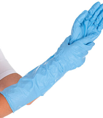 HYGOSTAR Nitril-handschoen EXTRA SAFE SUPERLONG, XL, blauw, poedervrij