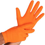 HYGOSTAR Nitril handschoen 'POWER GRIP', M, oranje, poedervrij