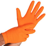 HYGOSTAR Nitril handschoen 'POWER GRIP', M, oranje, poedervrij