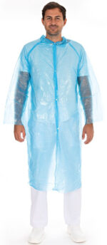 HYGOSTAR PE-bezoekersjas met drukknopen, blauw