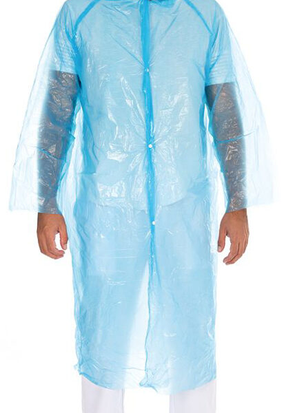 HYGOSTAR PE-bezoekersjas met drukknopen, blauw