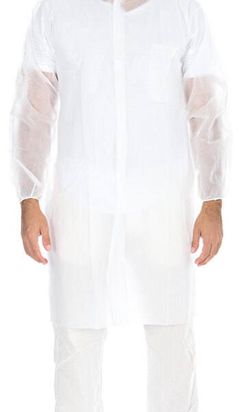 HYGOSTAR PP-bezoekersjas met klittenbandsluiting, wit, XL